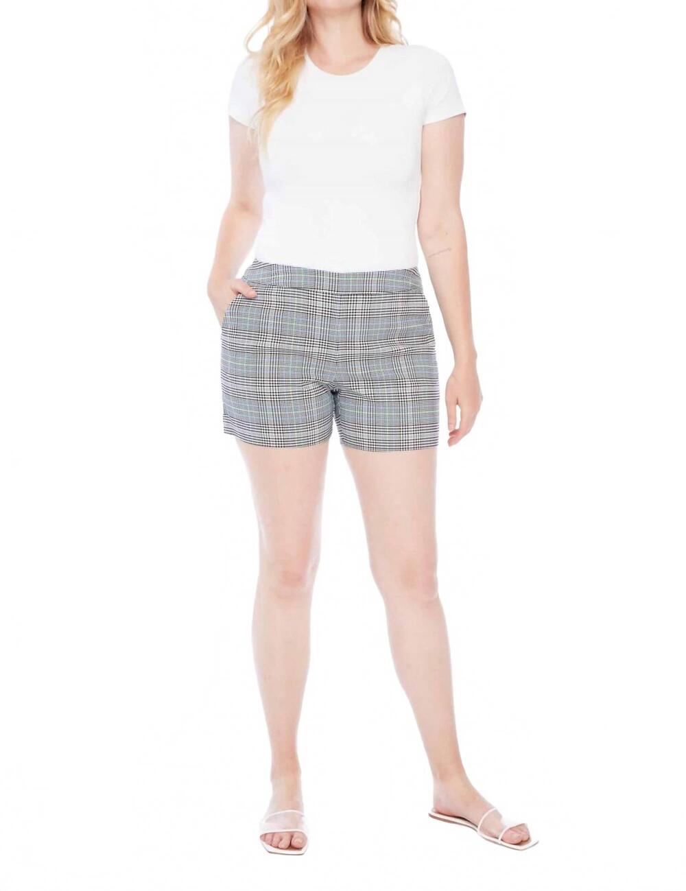 NEW ILTM lisa neon techno short in plaid multi